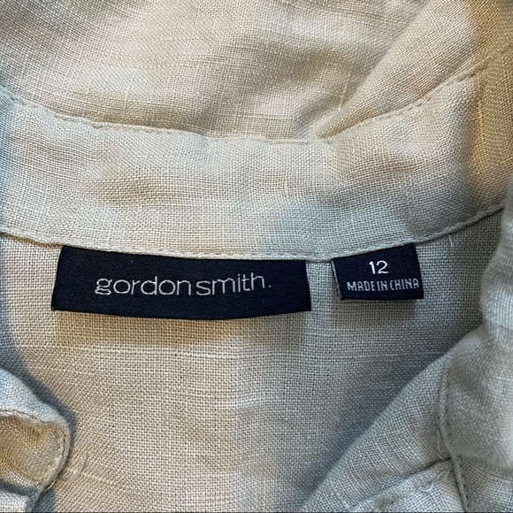 Gordon Smith linen button front tie back tunic top size 12 gray lagenlook - Picture 3 of 10